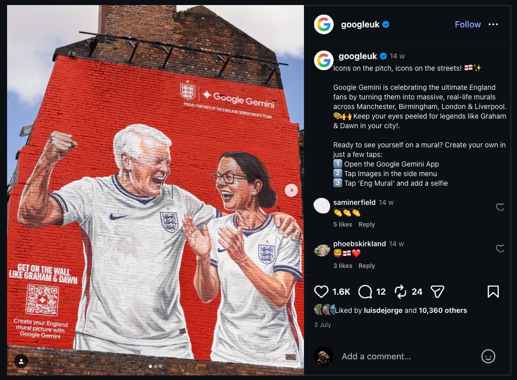 Google UK Instagram Post · Get On The Wall Like Graham & Dawn